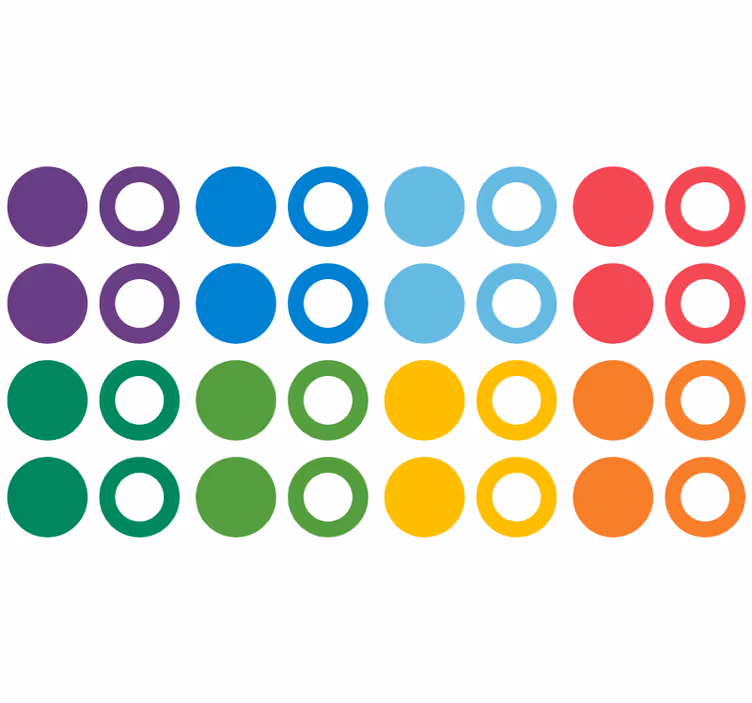 Geometrisk tapet regnbuefarver cirkelmønster - TenStickers