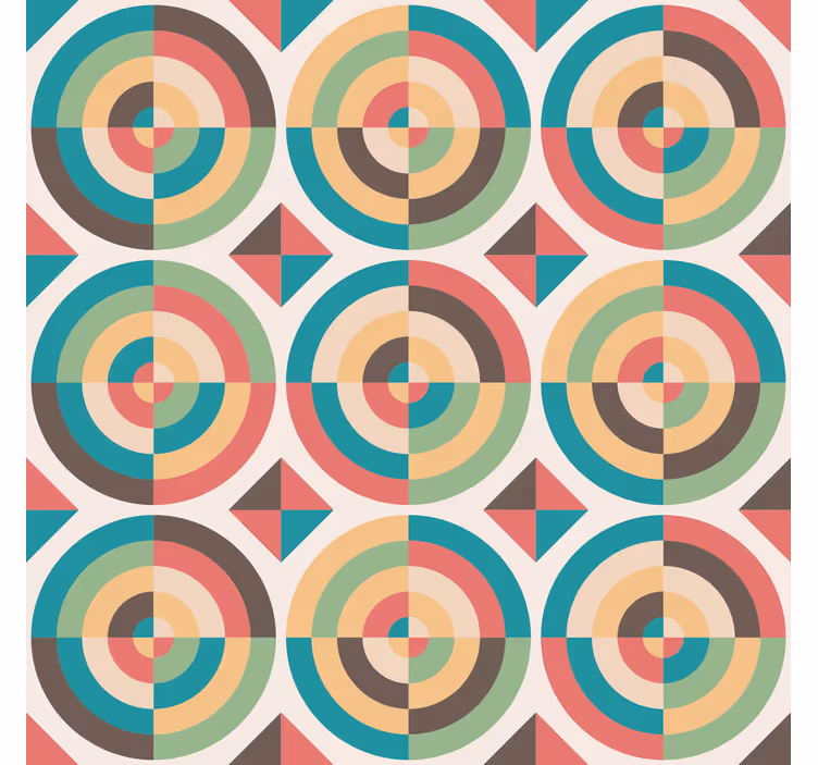 Geometrisk tapet retro abstrakte former - TenStickers