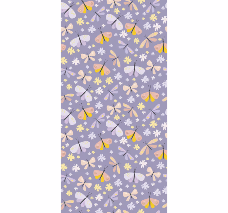 Tapet sommerfugl lilla elegante blomster - TenStickers