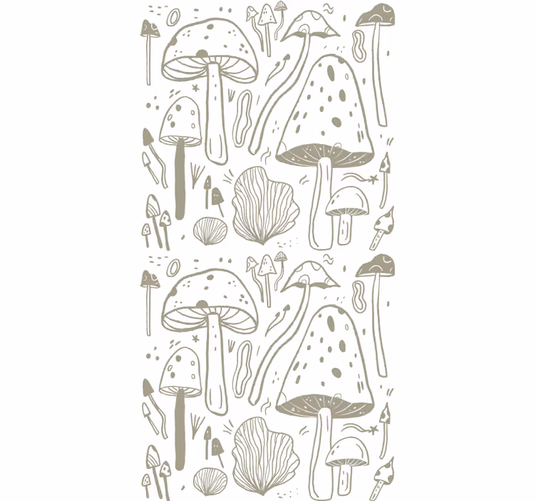 Tapet natur med mønster af beige svampe - TenStickers