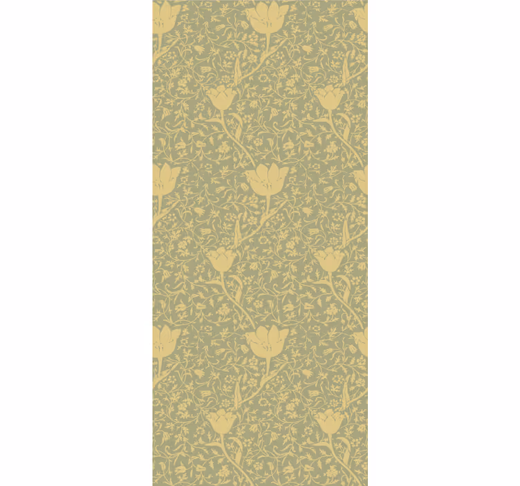 Tapet natur med subtilt blomsterdesign i guld og grøn - TenStickers