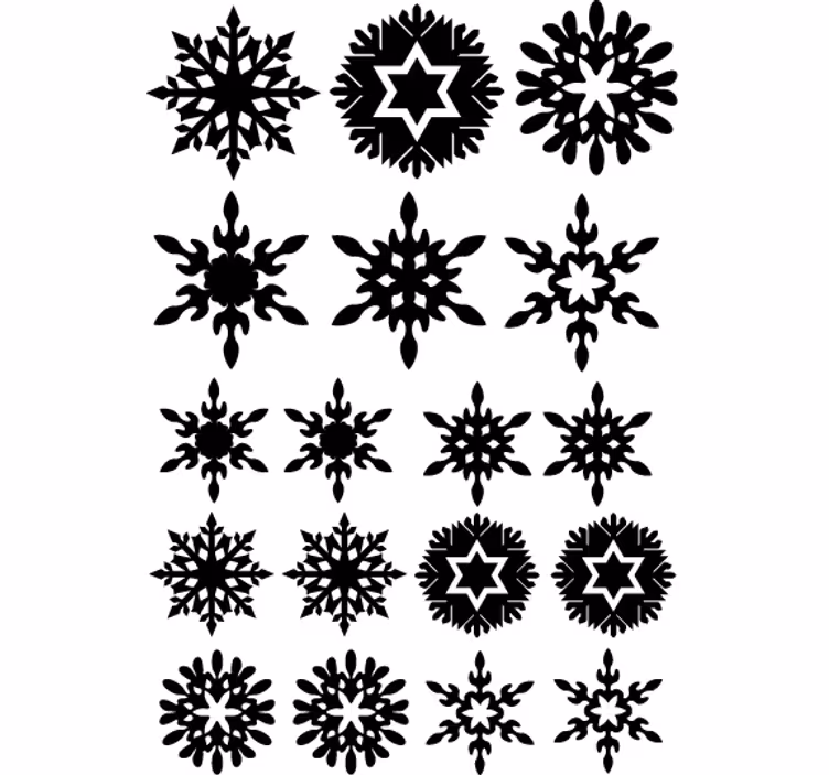 Juletapet med sorte snefnug - TenStickers