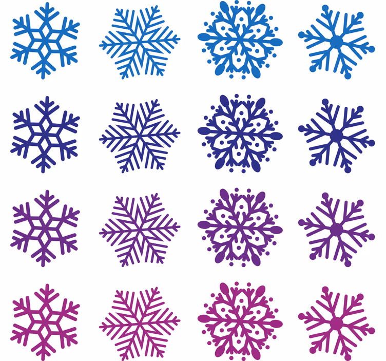 Juletapet lilla og blå snefnug - TenStickers