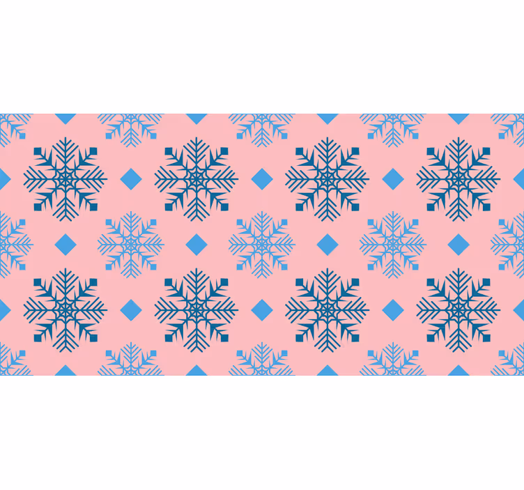 Juletapet i pink og blå snefnug mønster - TenStickers