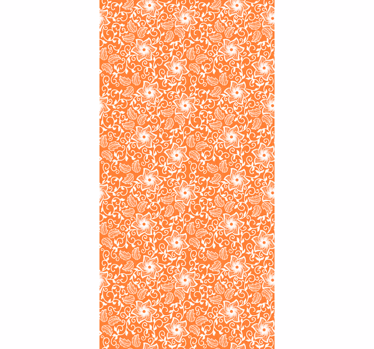 Blomster tapet med paisley orange mønster - TenStickers