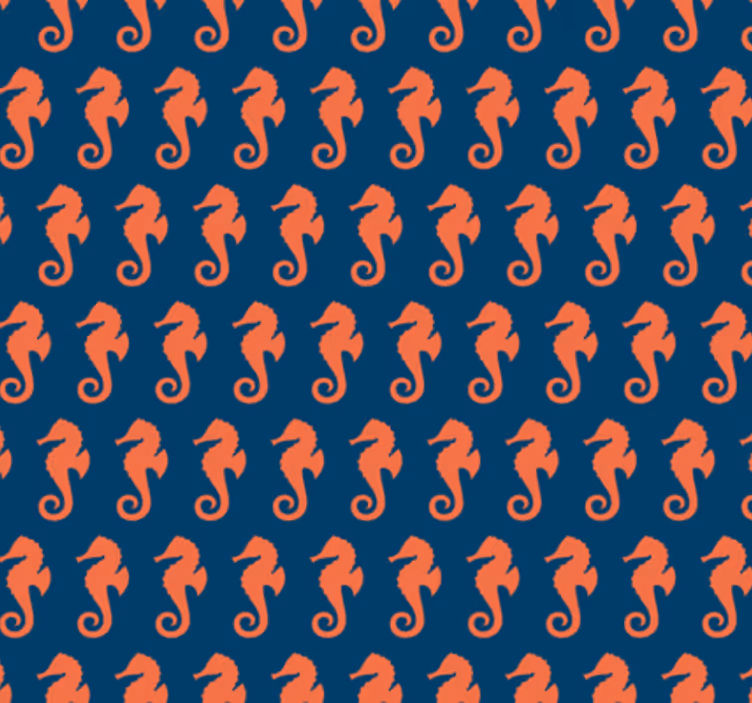 Tapet til soveværelse med orange søhestemønster - TenStickers