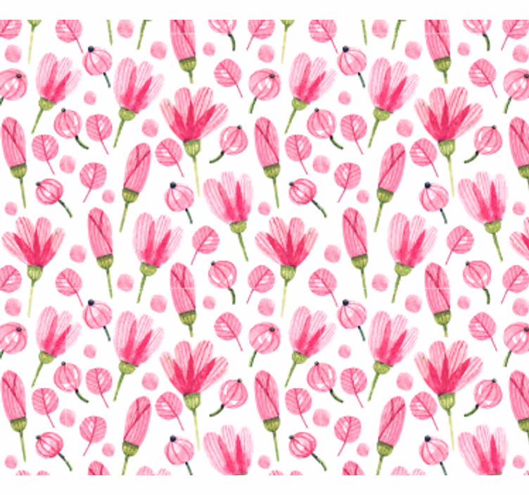 Tapet i stuen med mønster af lyserøde blomster - TenStickers