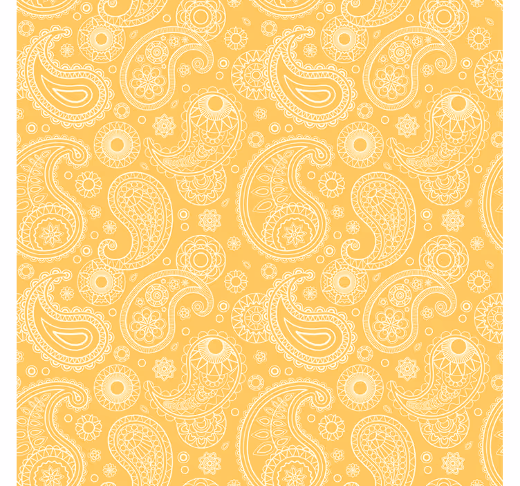 Tapet i stuen arabisk gul paisley - TenStickers