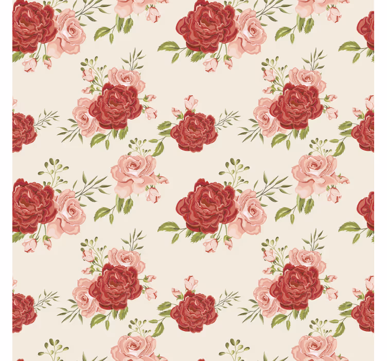 Blomster tapet med yndefulde roser - TenStickers