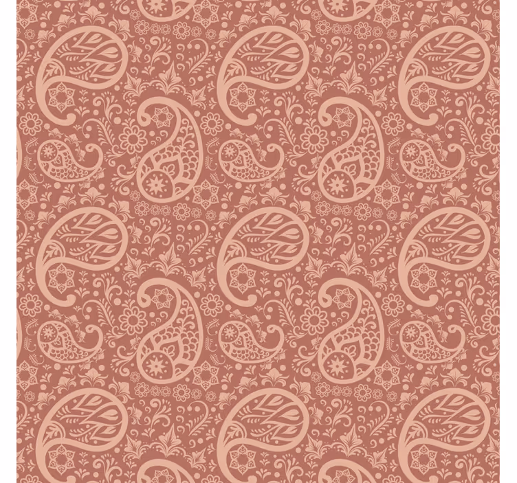 Blomstret tapet med varmt paisley mønster - TenStickers