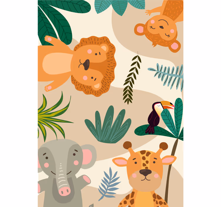 Tapet med dyr kids nordiske jungledyr - TenStickers