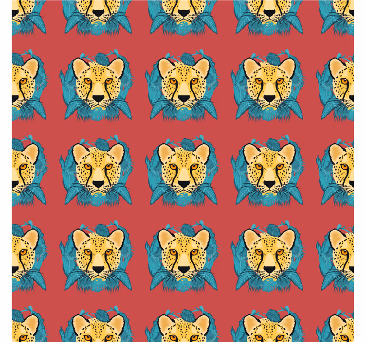Struktur tapet med orientalsk leopard grafik - TenStickers