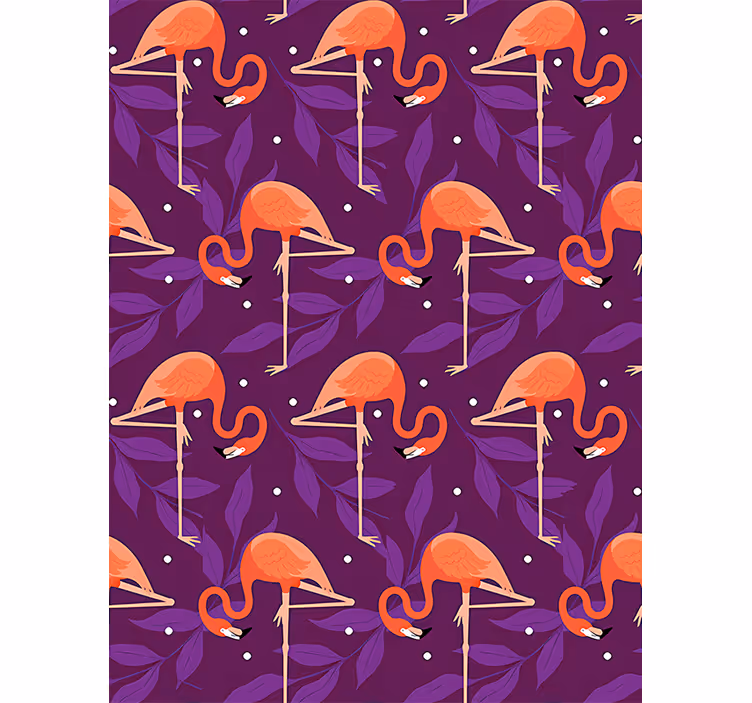 Tapet med fugle i pink tropiske flamingoer - TenStickers