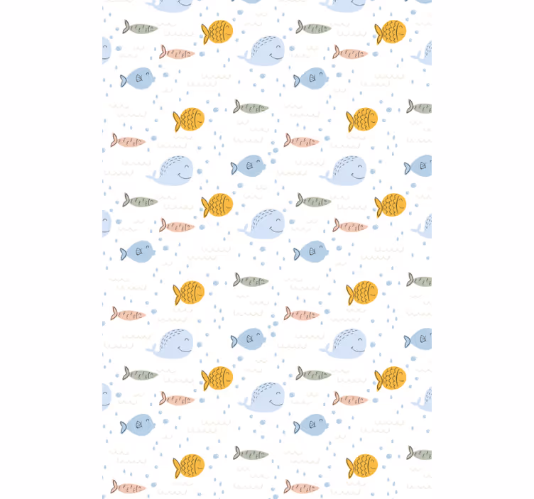 Tapet med dyr cartoon flerfarvet fisk - TenStickers