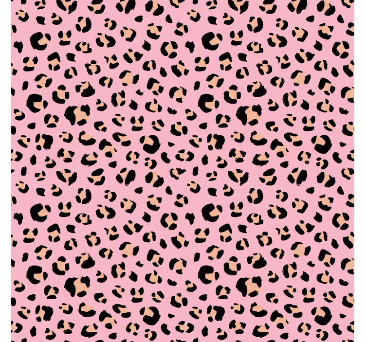 Tapet med dyr i sort og lyserød akvarel leopardmønster - TenStickers