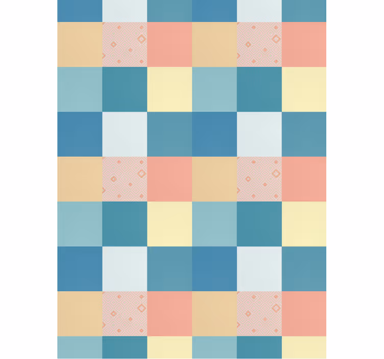 Tapet til gang farverigt retro patchwork mønster - TenStickers