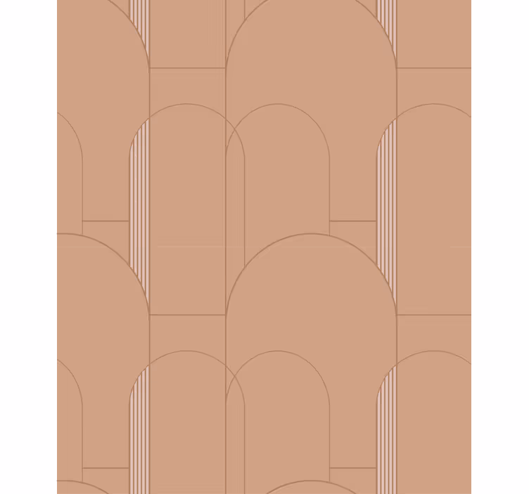 Tapet spisestue terracotta geometrisk cirkelmønster - TenStickers