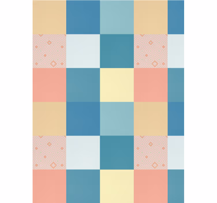 Tapet spisestue patchwork farverigt retro mønster - TenStickers