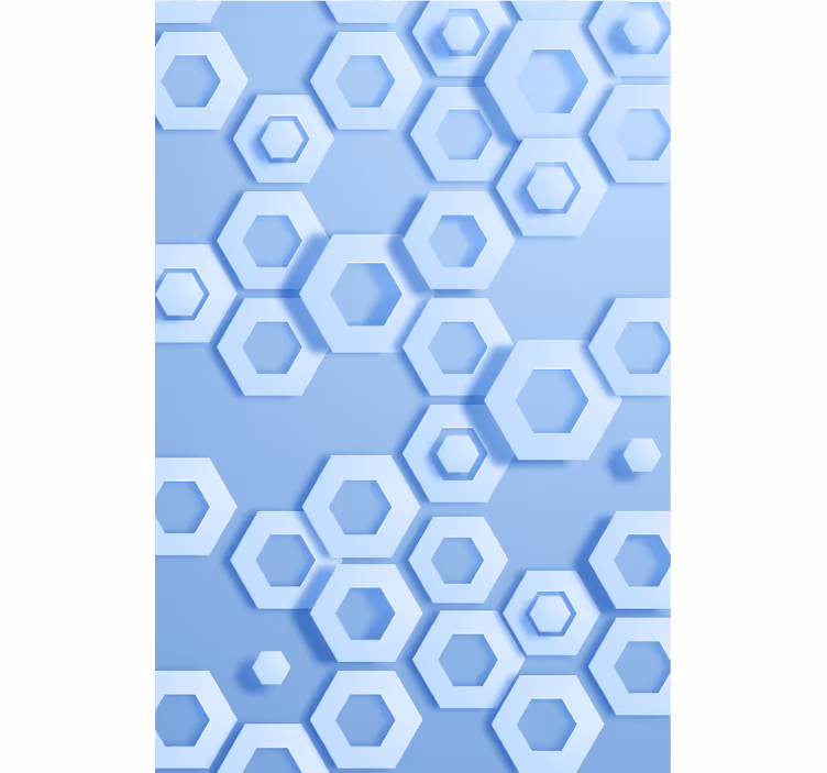 Geometrisk tapet hexagonal blåt mønster - TenStickers
