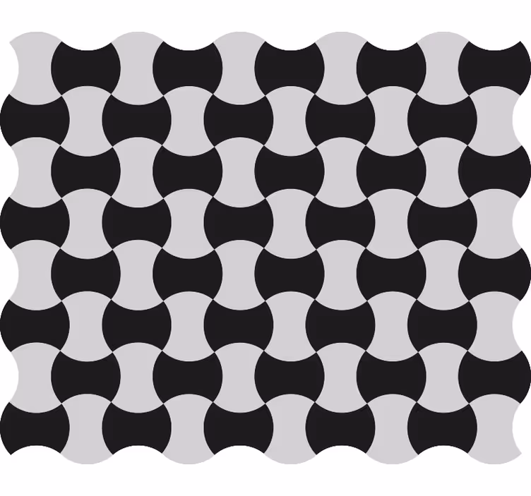 Geometrisk tapet i sort og hvidt med kurver - TenStickers