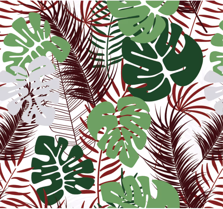Tapet natur monstera blade med røde grene - TenStickers