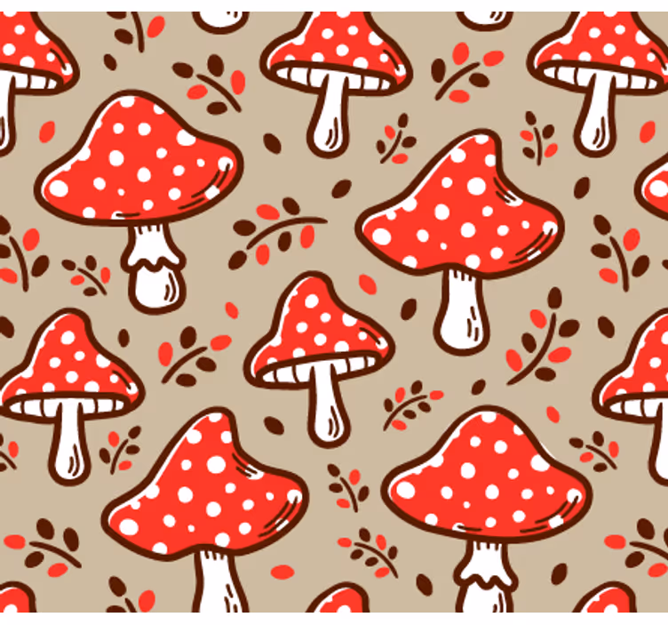 Tapet natur svampe på beige baggrund - TenStickers