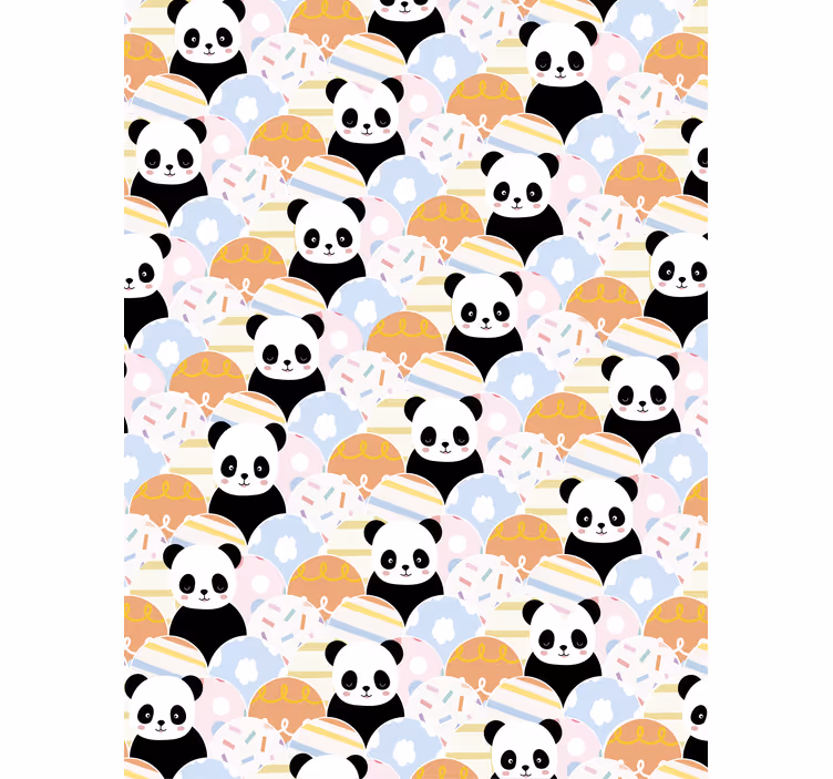 Tapet børneværelset patchwork dyremotiv panda - TenStickers