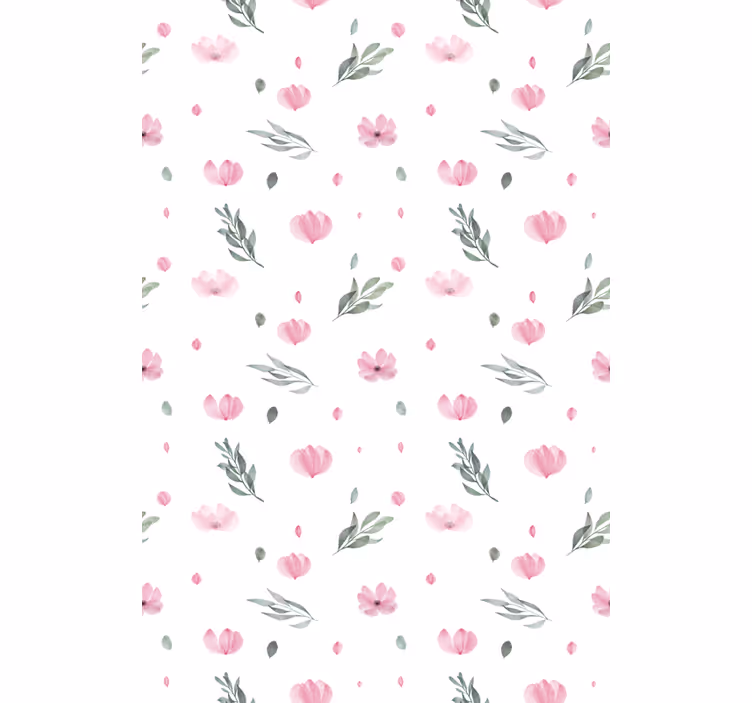 Tapet børneværelset lyserøde minimalistiske blomster - TenStickers