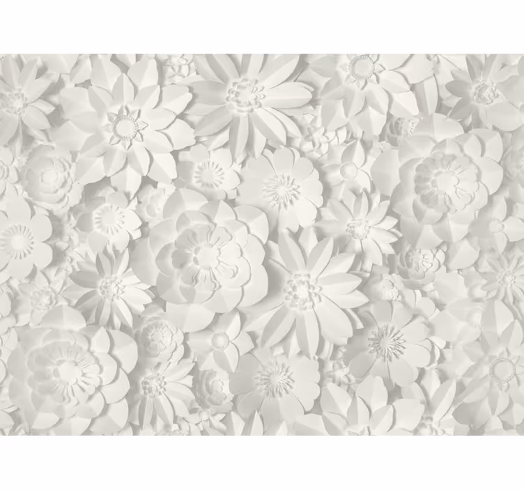 Tapet i stuen white paper bloom tapet - TenStickers