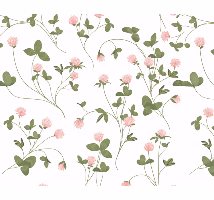Tapet i stuen dainty pink kløver - TenStickers