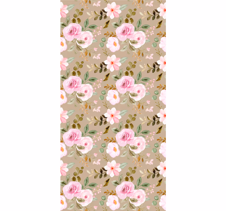 Tapet til gang med lyserøde blomster mønstre - TenStickers