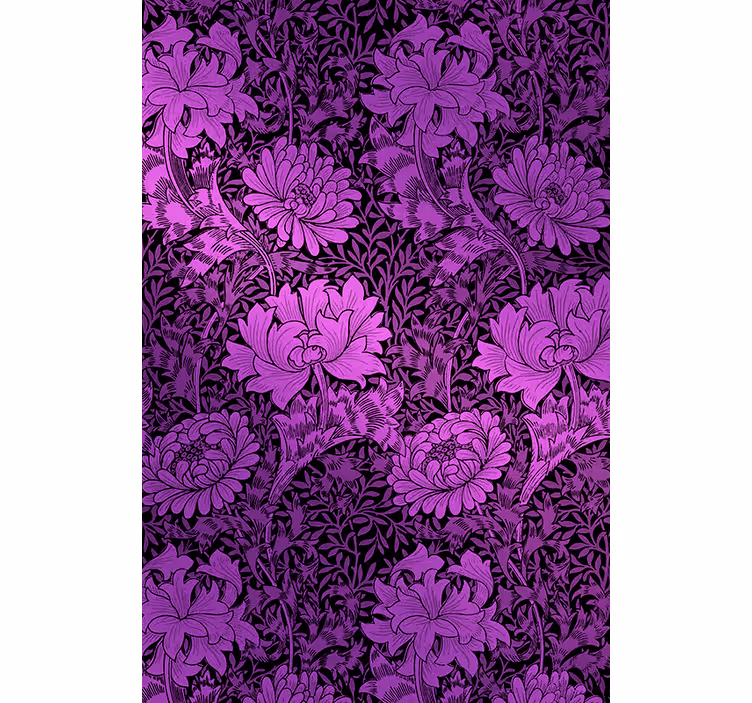 Tapet til gang med lilla botanisk motiv - TenStickers