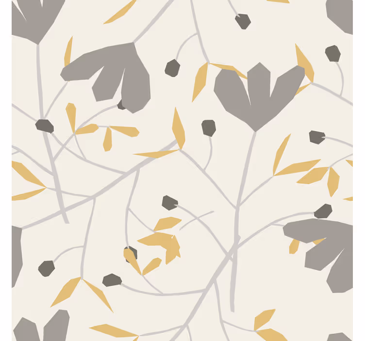 Nordisk tapet grå og gule blomster - TenStickers
