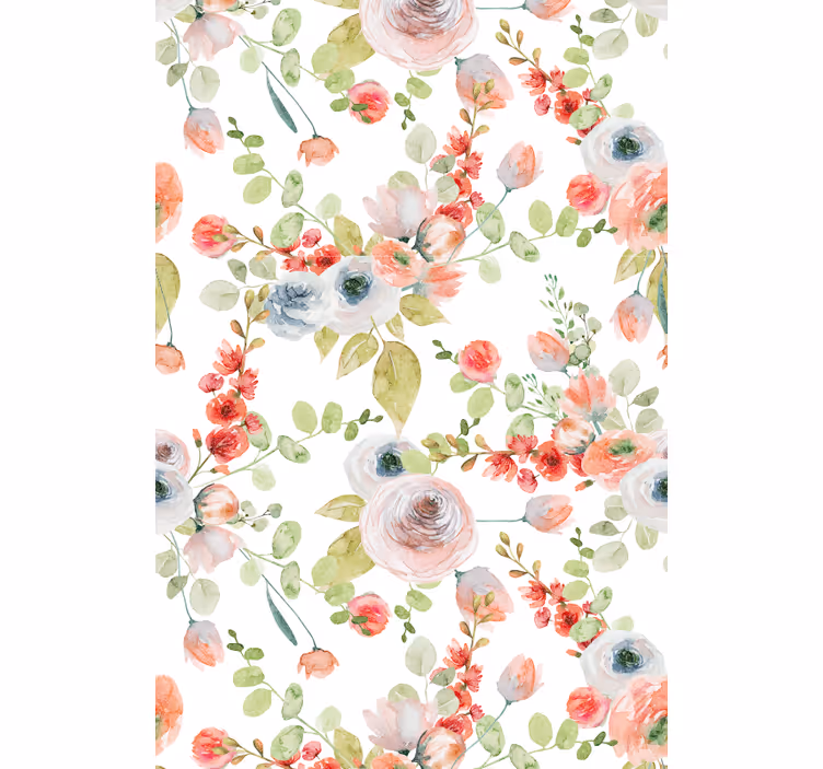 Floral grene tapet klassisk stil - TenStickers