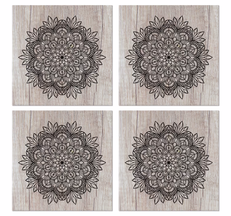 Flise tapet sort mandala på træ - TenStickers