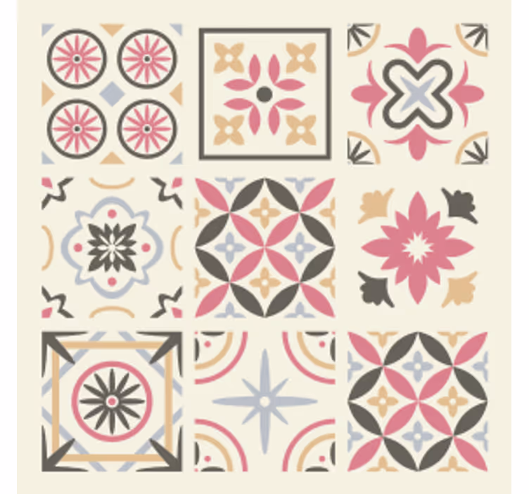 Flise tapet geometrisk blomster element - TenStickers