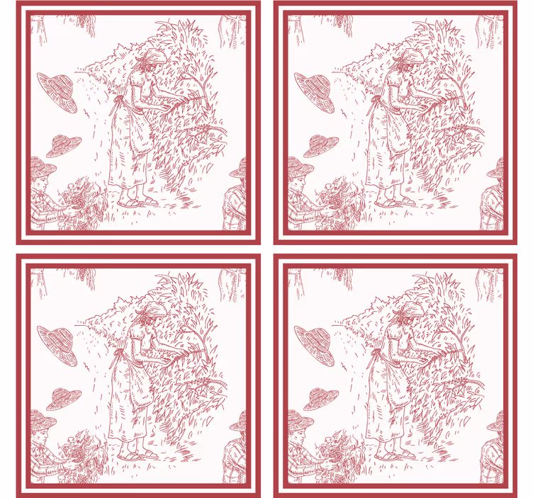 Retro tapet med rustik scene illustration - TenStickers