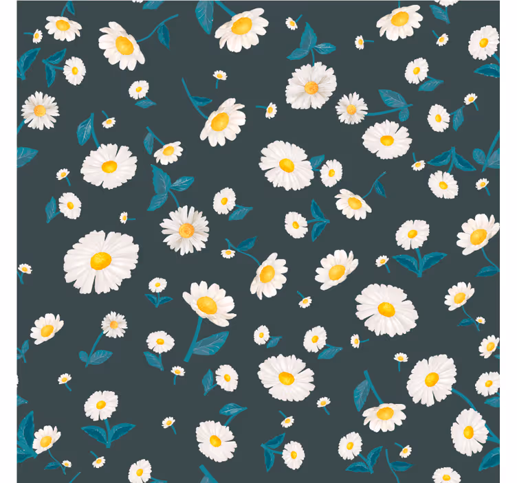 Blomster tapet med marguerit mønster - TenStickers