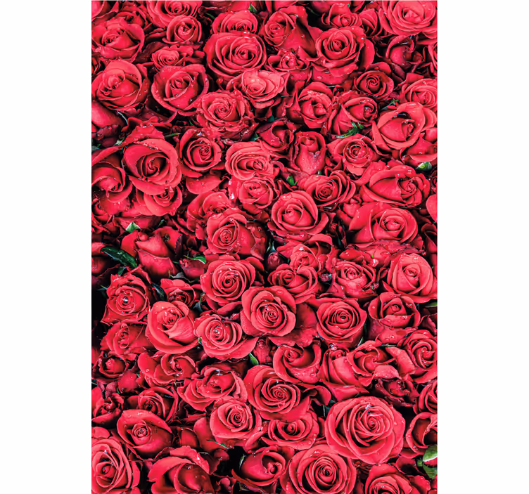 Blomster tapet røde blomster med struktureret baggrund - TenStickers