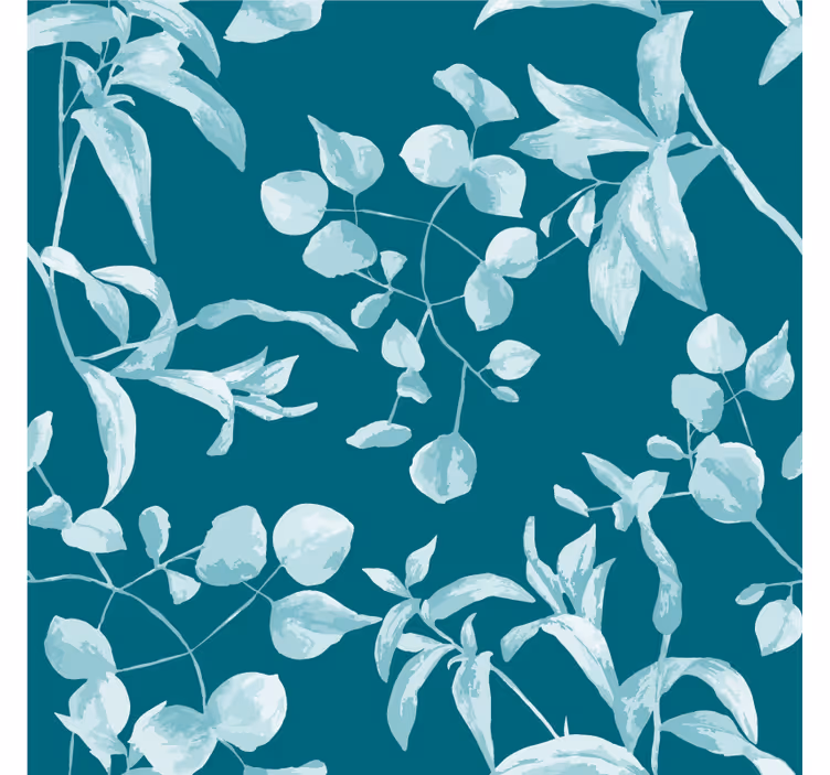 Blomster tapet i blåt akvarel design - TenStickers