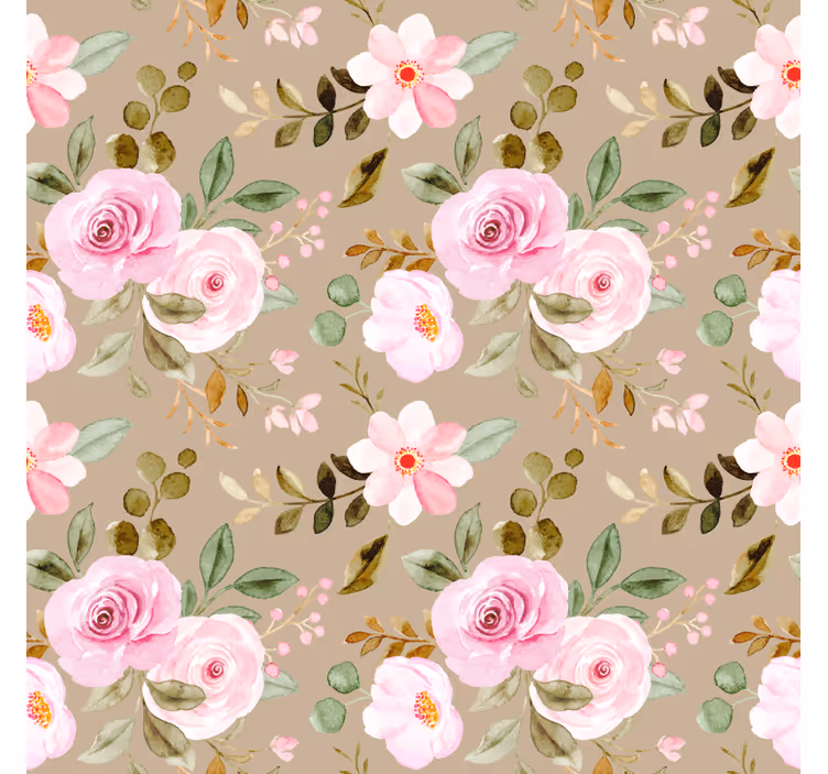Blomster tapet vintage beige roser tekstur - TenStickers