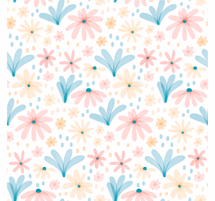 Blomster tapet i pastelfarvet blomstermønster - TenStickers