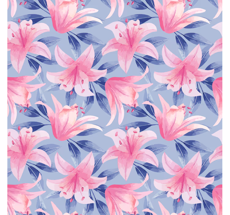 Blomster tapet i pink og lilla akvarel illustration - TenStickers