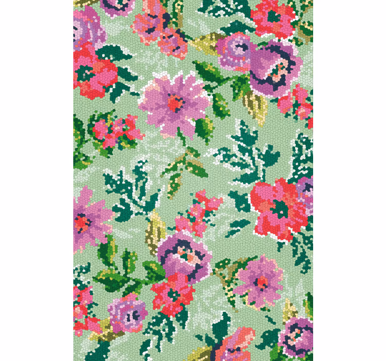 Blomster tapet mosaik blomstermønster - TenStickers