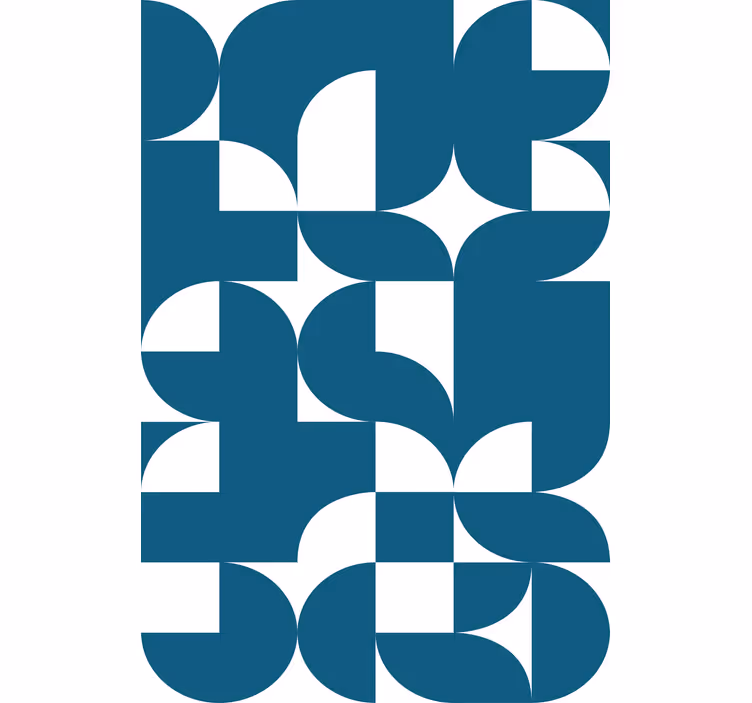 Geometrisk tapet blå cirkel kunstmønster - TenStickers