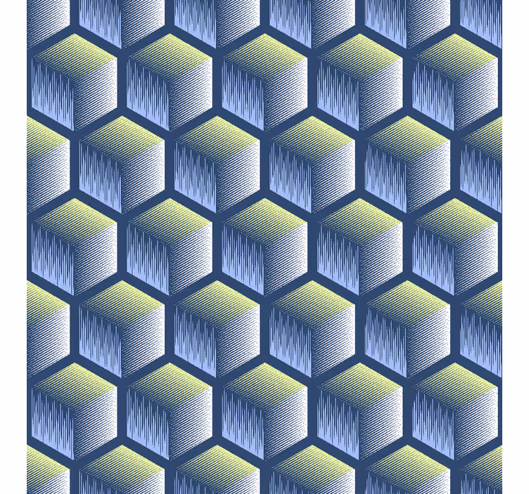 Geometrisk tapet hexagonalt kube mønster - TenStickers