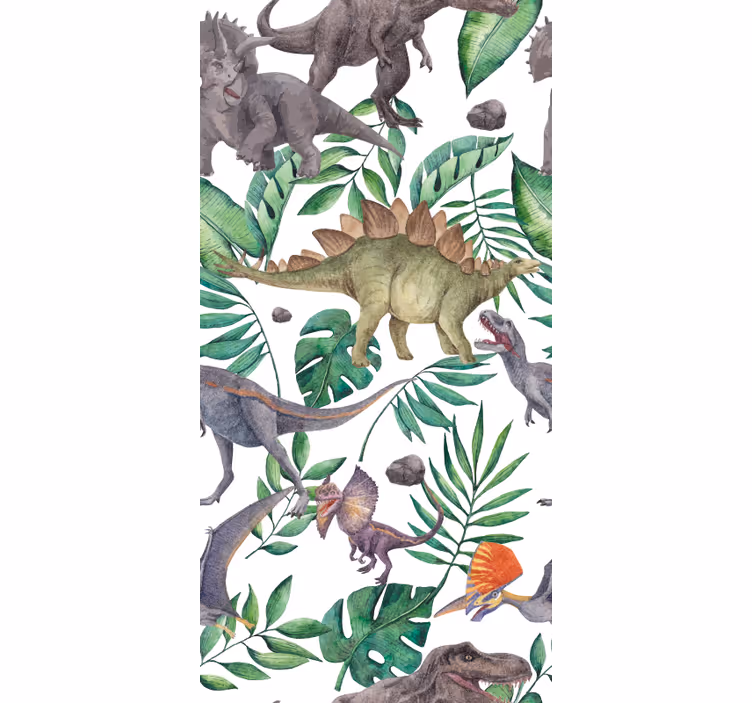 Dinosaur tapet med jura akvarelmønster - TenStickers