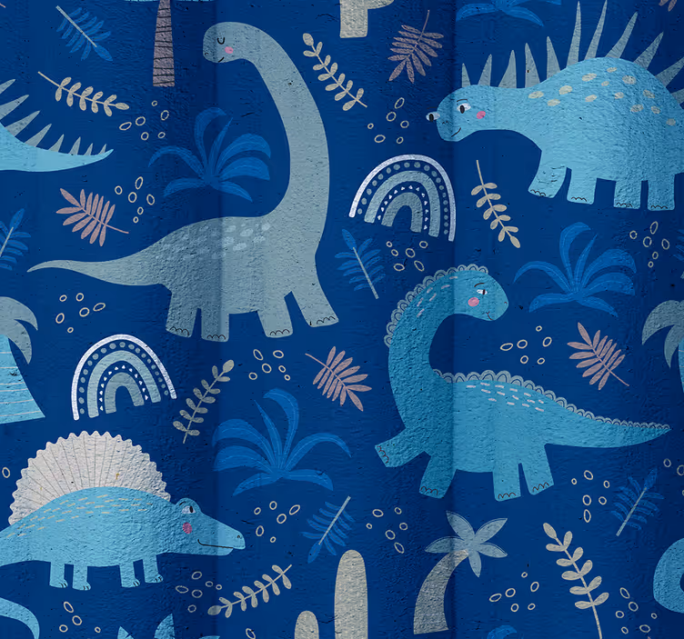 Dinosaur tapet i blå nuancer - TenStickers