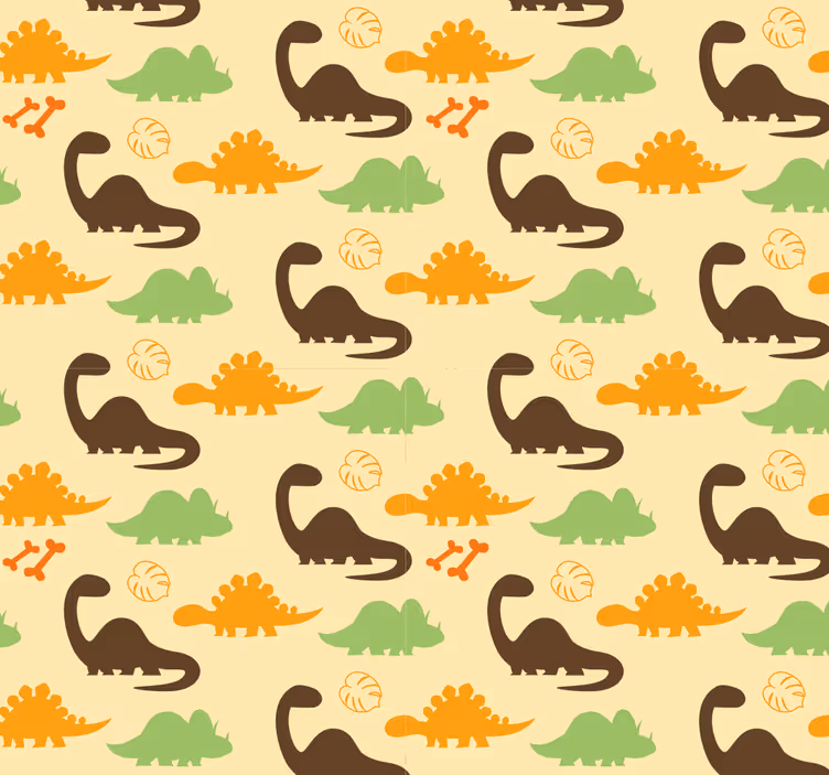 Dinosaur tapet med beige baggrund - TenStickers