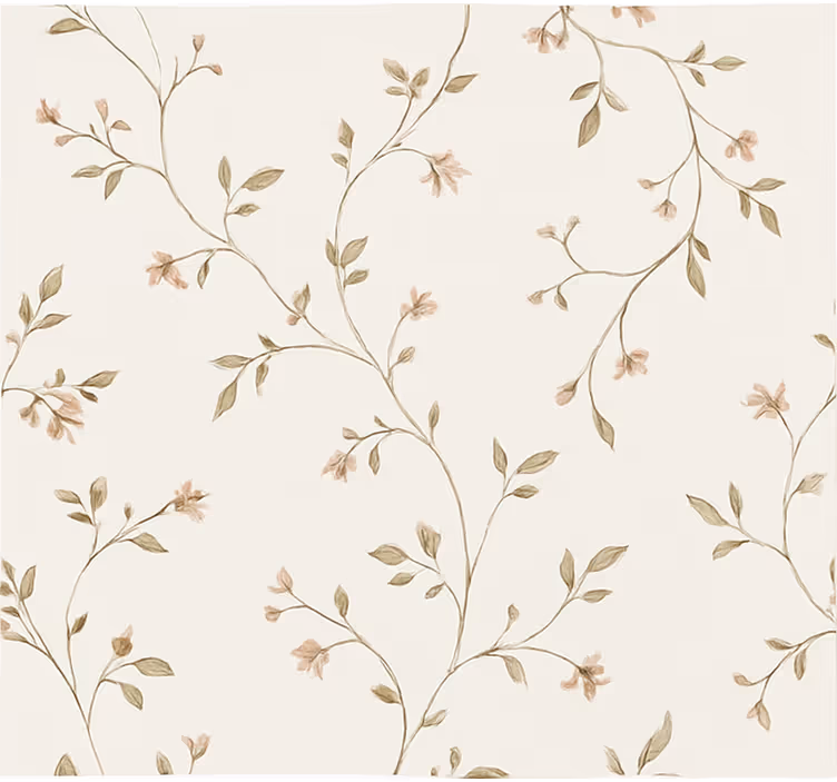 Tapet i stuen med hvid baggrund og blomster - TenStickers